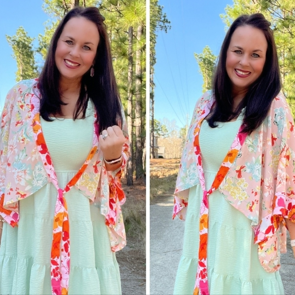 KORI M/L Floral Kimono Wrap, Boho Cottagecore, EUC, Lightweight Statement Piece - Picture 14 of 14